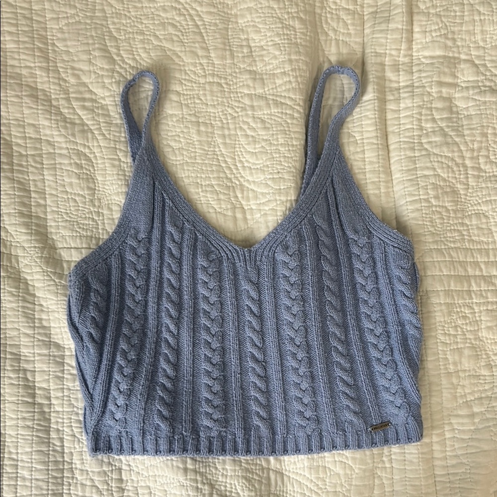 Hollister Blue Ribbed Crop Camisole Top